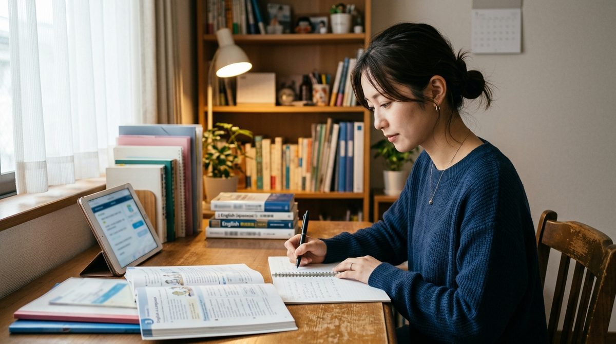 独学英語の始め方と成功の秘訣を確認する様子